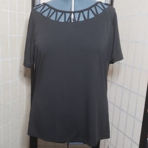 SHEIN Black Web-Collar Blouse